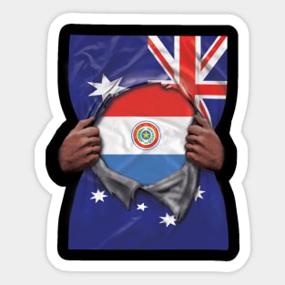 Paraguay Flag Australian Flag Ripped - Gift for Paraguayan From Paraguay Sticker